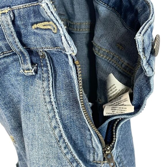 Free People SZ 25 Milo Denim Jean Overalls Distressed Pockets Side Zip Womens - Picture 4 of 12